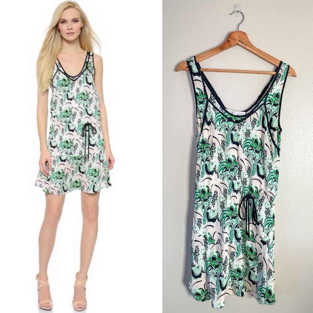 Veronica Beard Palm Garden Silk Blend Green Mini Dress Summer